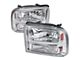 Crystal Headlights; Chrome Housing; Clear Lens (05-07 F-250 Super Duty w/o Factory Sealed Beam Headlights)