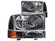 Crystal Headlights with Corner Lights; Black Housing; Clear Lens (99-04 F-250 Super Duty w/o Factory Sealed Beam Headlights)