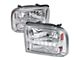 Crystal Headlights with SMD LED Light Strip; Chrome Housing; Clear Lens (05-07 F-250 Super Duty w/o Factory Sealed Beam Headlights)