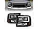 Crystal Plank Style Headlights; Black Housing; Clear Lens (99-04 F-250 Super Duty w/o Factory Sealed Beam Headlights)