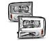 Crystal Plank Style Headlights; Chrome Housing; Clear Lens (99-04 F-250 Super Duty w/o Factory Sealed Beam Headlights)