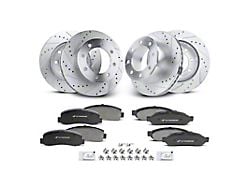 Drilled and Slotted 8-Lug Brake Rotor and Pad Kit; Front and Rear (11-12 4WD F-250 Super Duty)