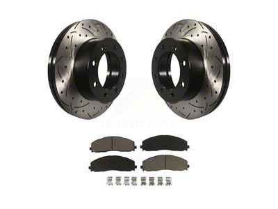 Drilled and Slotted 8-Lug Brake Rotor and Ceramic Pad Kit; Front (13-22 4WD F-250 Super Duty)