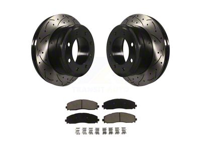 Drilled and Slotted 8-Lug Brake Rotor and Ceramic Pad Kit; Front (13-22 F-250 Super Duty)