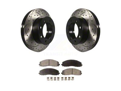 Drilled and Slotted 8-Lug Brake Rotor and Ceramic Pad Kit; Front (13-22 4WD F-250 Super Duty)