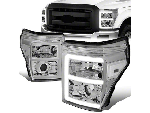 E-Bar LED DRL Projector Headlights; Chrome Housing; Clear Lens (11-16 F-250 Super Duty)