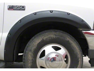 Elite Series Rivet Style Fender Flares; Rear; Smooth Black (99-07 F-250 Super Duty)