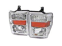 Factory Style Headlights with Amber Reflectors; Chrome Housing; Clear Lens (08-10 F-250 Super Duty w/o Factory Sealed Beam Headlights)