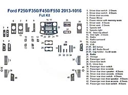 Full Dash Trim Kit; Brushed Aluminum Finish (13-16 F-250 Super Duty SuperCrew)