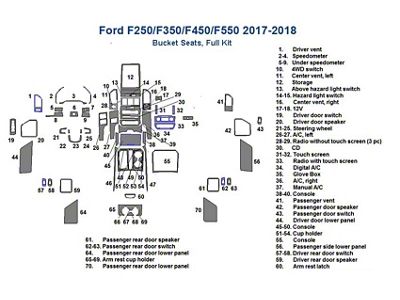 Full Dash Trim Kit; Light Burlwood Finish (17-18 F-250 Super Duty w/ Bucket Seats)