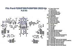 Full Dash Trim Kit; Oxford Burlwood Finish (22-24 F-250 Super Duty)