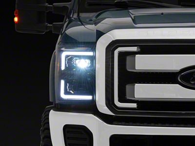 Full LED Projector Headlights with Sequential Turn Signals; Black Housing; Clear Lens (11-16 F-250 Super Duty)