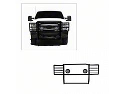 Grille Guard with 5.30-Inch Black Round Flood LED Lights; Black (11-16 F-250 Super Duty)