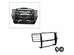 Grille Guard with 5.30-Inch Black Round Flood LED Lights; Black (17-22 F-250 Super Duty)