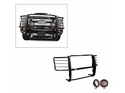 Grille Guard with 5.30-Inch Red Round Flood LED Lights; Black (17-22 F-250 Super Duty)