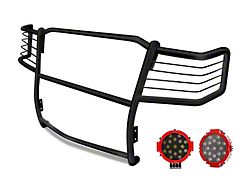 Grille Guard with 7-Inch Red Round LED Lights; Black (99-07 F-250 Super Duty)