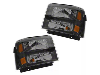 Halogen Headlights; Black Housing; Clear Lens (05-07 F-250 Super Duty Harley Davidson)