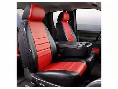 Fia LeatherLite Series Front Seat Covers; Red (17-24 F-250 Super Duty w/ Bench Seat)