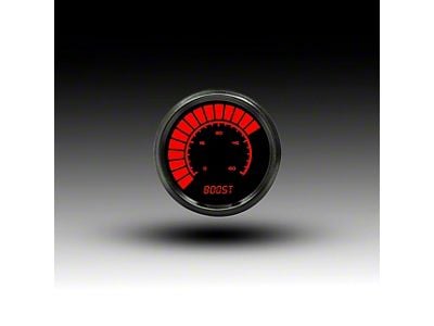 LED Analog Bargraph Boost Gauge with Black Bezel; 2-1/16-Inch; Red; 0-60 PSI (Universal; Some Adaptation May Be Required)