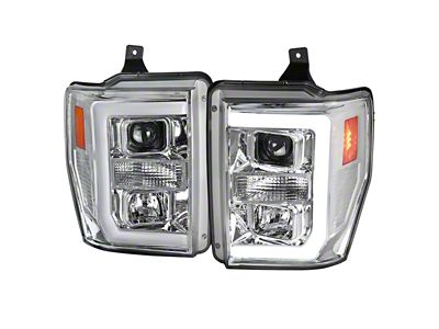 LED C-Bar Projector Headlights; Chrome Housing; Clear Lens (08-10 F-250 Super Duty w/o Factory Sealed Beam Headlights)