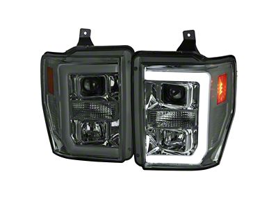 LED C-Bar Projector Headlights; Chrome Housing; Smoked Lens (08-10 F-250 Super Duty w/o Factory Sealed Beam Headlights)