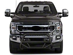 Max T Bull Bar with 5.30-Inch Black Round Flood LED Lights; Textured Black (17-22 F-250 Super Duty)