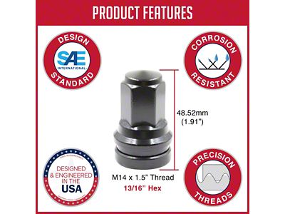 OEM Factory Style Black Lug Nut Kit; M14 x 1.5; Set of 32 (17-25 F-250 Super Duty)