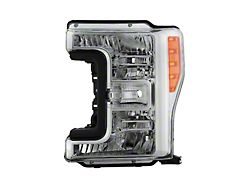 OEM Style Headlight; Chrome Housing; Clear Lens; Driver Side (17-19 F-250 Super Duty w/ Factory Halogen Headlights)