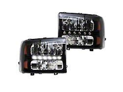 Performance Headlights; Black Housing; Clear Lens (99-04 F-250 Super Duty)