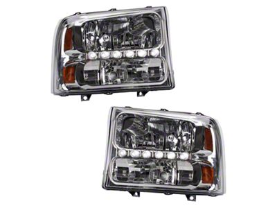 Performance Headlights; Chrome Housing; Clear Lens (99-04 F-250 Super Duty)