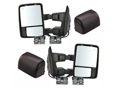 Powered Heated Memory Power Folding Towing Mirrors with Turn Signals and Black Caps (08-10 F-250 Super Duty)