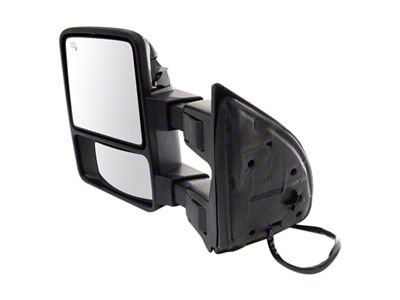 Powered Heated Towing Mirror with Turn Signal; Black and Chrome; Driver Side (11-12 F-250 Super Duty w/ Memory Mirrors)