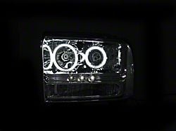 RX Halo Projector Headlights; Chrome Housing; Clear Lens (05-07 F-250 Super Duty w/o Factory Sealed Beam Headlights)