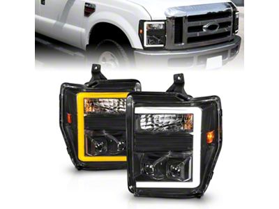 Switchback Plank Style Headlights; Black Housing; Clear Lens (08-10 F-250 Super Duty)