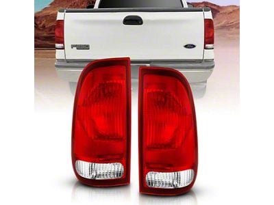 Tail Lights; Chrome Housing; Red/Clear Lens (99-07 F-250 Super Duty)