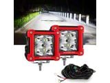 3-Inch LED Pods Lights with Red Frame; Spot Beam (Universal; Some Adaptation May Be Required)