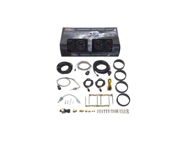 4-Gauge Diesel Truck Set; 60 PSI Boost/1500-Degree Pyrometer EGT/Transmission Temperature/100 PSI Fuel Pressure; Black 7 Color (Universal; Some Adaptation May Be Required)