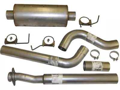 4-Inch Stainless Single Exhaust System with HVS Welded Muffler; Side Exit (17-22 6.2L, 7.3L F-350 Super Duty)