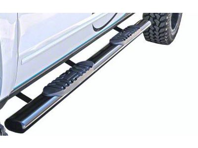 5-Inch Straight Oval Side Step Bars; Semi-Gloss Black (11-16 F-350 Super Duty SuperCrew)