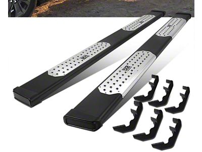 6.50-Inch Wide Flat Running Boards; Black (17-22 F-350 Super Duty SuperCrew)