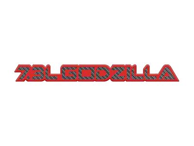 7.3L Godzilla Badge; Domed Carbon Fiber with Red Outline (20-24 7.3L F-350 Super Duty)
