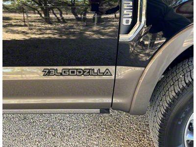 7.3L Godzilla Badge; Stone Gray (20-24 7.3L F-350 Super Duty)