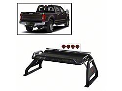 Atlas Roll Bar with 7-Inch Red Round LED Lights; Black (11-24 F-350 Super Duty)