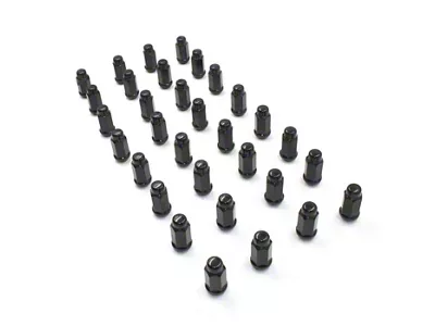 Black XL Bulge Acorn Lug Nut Kit; 14mm x 1.5; Set of 32 (04-25 F-350 Super Duty)