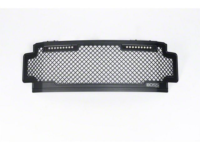 Putco Boss Mesh Upper Grille Insert with 10-Inch LED Light Bars; Black (17-19 F-350 Super Duty w/o Forward Facing Camera)