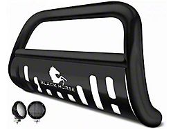 Bull Bar with 5.30-Inch Black Round Flood LED Lights; Black (11-16 F-350 Super Duty)