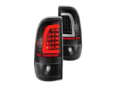 C-Light Bar Style LED Tail Lights; Black Housing; Clear Lens (99-07 F-350 Super Duty)