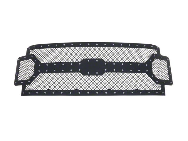 Carbon Steel Rivet Upper Replacement Grille; Black (17-19 F-350 Super Duty w/o Forward Facing Camera)