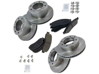 Ceramic 8-Lug Brake Rotor and Pad Kit; Front and Rear (11-12 4WD F-350 Super Duty SRW)