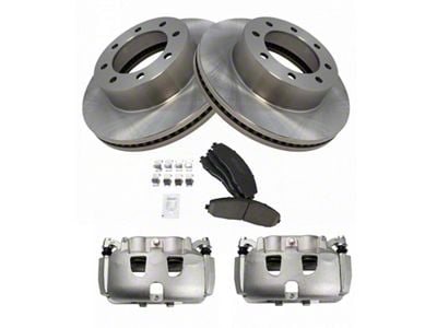 Ceramic 8-Lug Brake Rotor, Pad and Caliper Kit; Front (13-19 4WD F-350 Super Duty SRW)